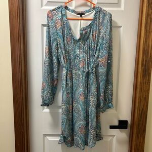 Signature Studio Blue Paisley Long Sleeve Dress